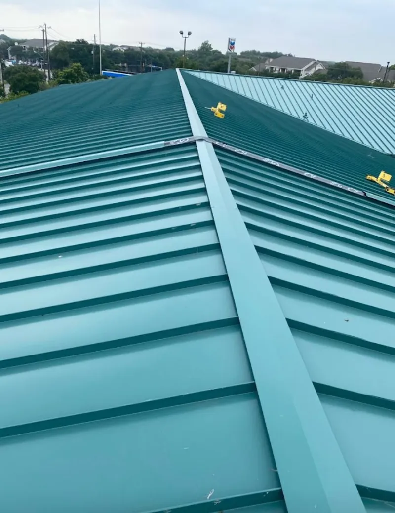 Green commercial metal roof ridge and valley for Metal Roof Repair in Hackensack